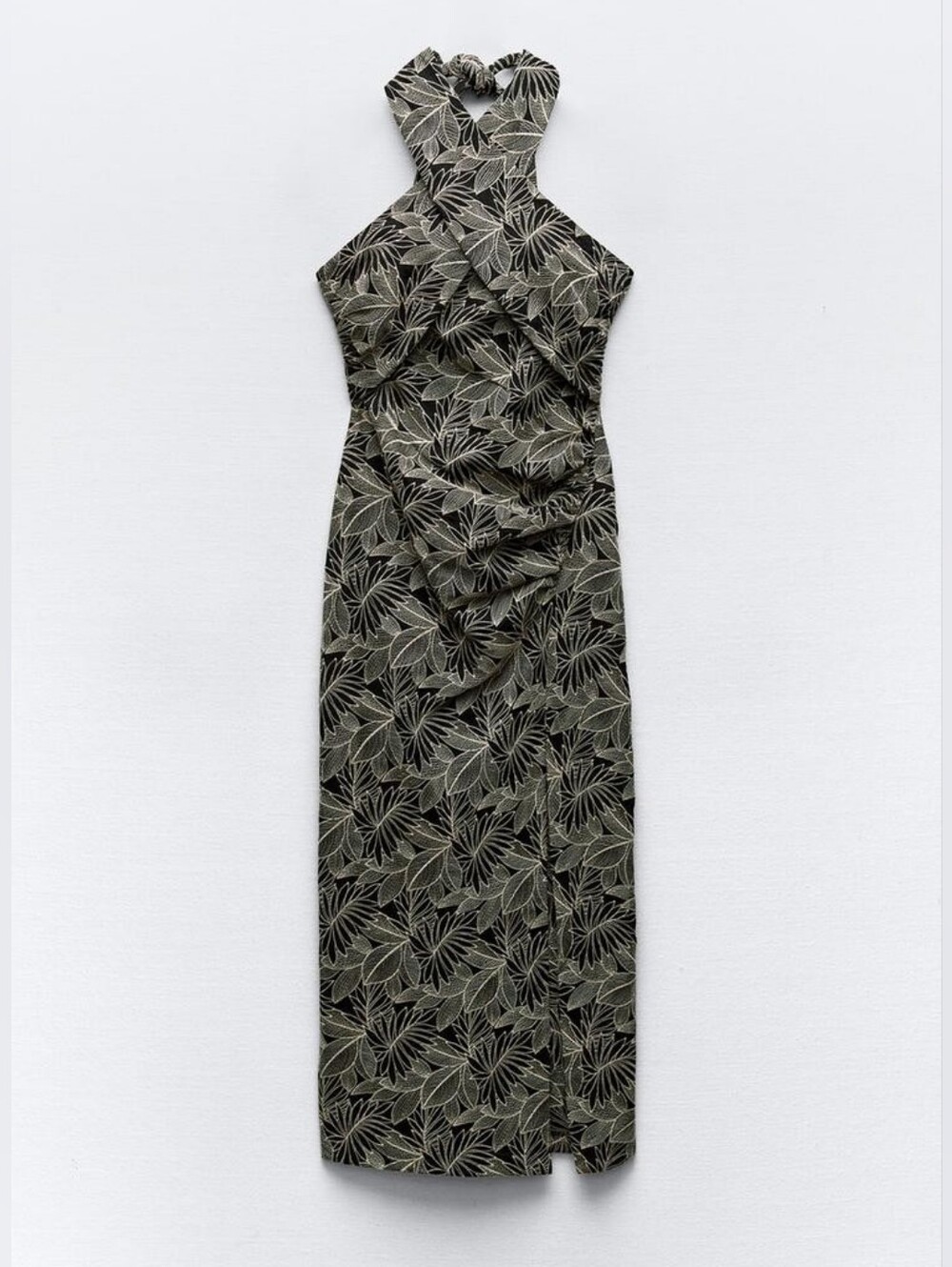 ZARA EMBROIDERED LEAF MIDI DRESS